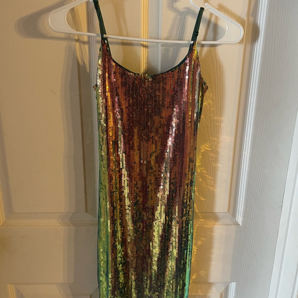 City Studio Teal Sequin Dress
